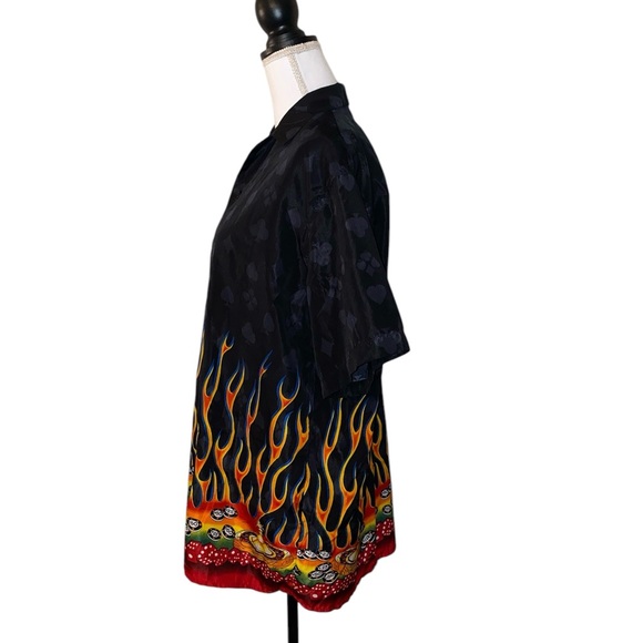 Ferugini Poker Dice Flames Rockabilly Men’s Button Up Shirt Large - Picture 2 of 12